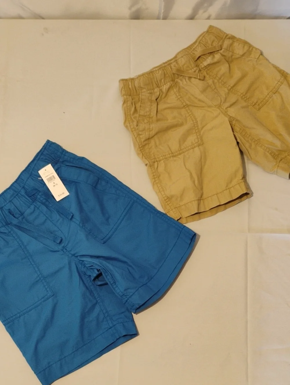 GAP Kids Twill Pull-On Shorts Lot Size S 6/7 Blue NWT & Khaki Tan